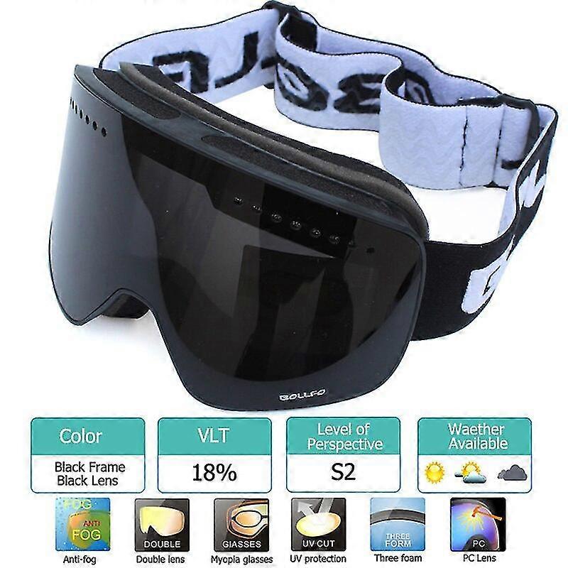 磁気二重層偏光レンズスキーUV400スノーボードゴーグル男性女性スキーメガネアイウェアケース付きJianghuoスキーゴーグル