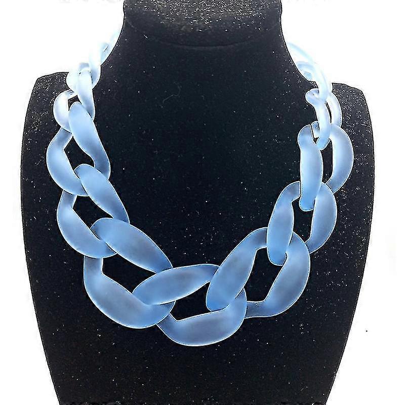 Women's Acrylic Chunky Resin Necklace, Vintage Bohemian Frosted Plastic Cuban Link Chain Choker