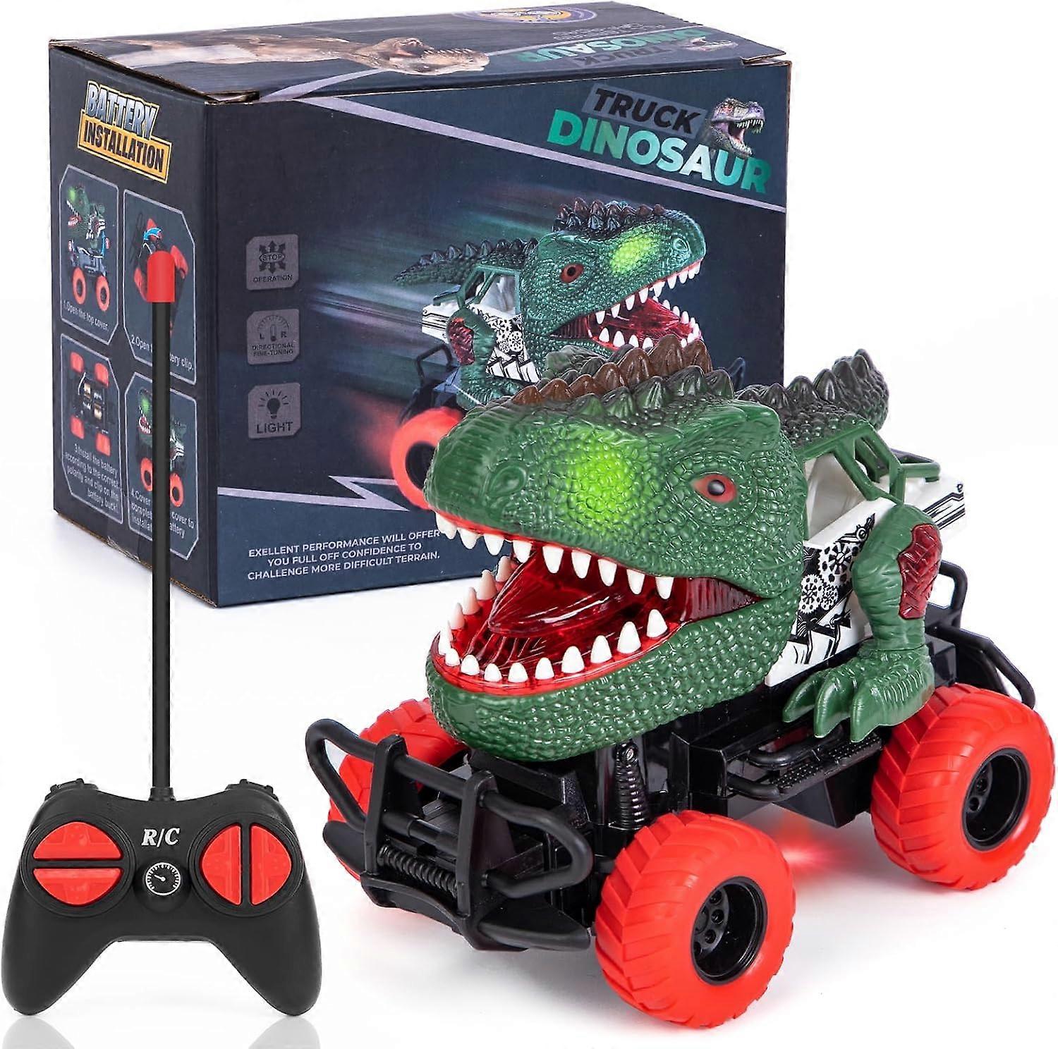 מכוניות בשלט רחוק צעצועי דינוזאור מכונית לילדים, צעצוע לרכב בשלט רחוק RC משאית מפלצת דינוזאור לבנים בנות גיל 3 4 5 6 7 8 ילדה בת 10 ילד 