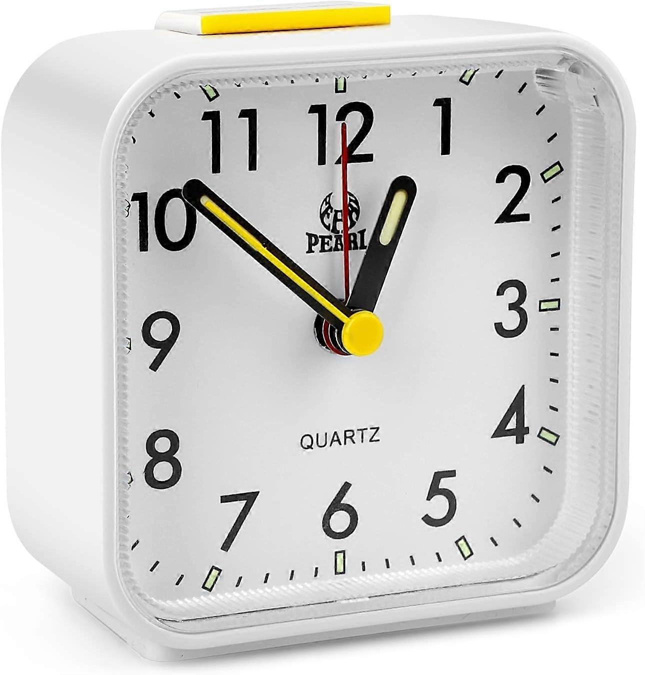 Silent Analog Alarm Clock, Morning Alarm Clock Bedside Plastic Quartz Alarm Clock, Small Non Ticking