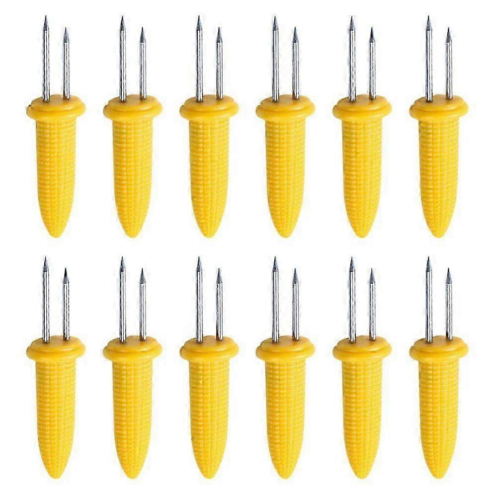 Corn holder stainless steel corn holder corn on the cob spout two zinc corn gripper grill corn holder corn spikes (10 pcs)