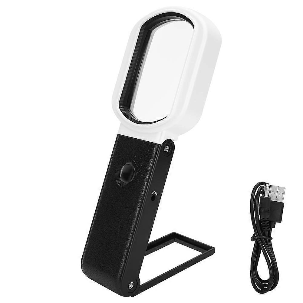 Handheld Magnifying 10X 25X Dual Glass Folding Magnifier Square W/ 9 LED Banknote Security Check