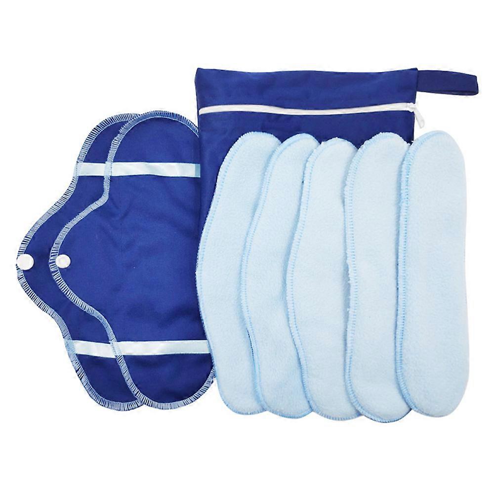 8 Pcs Washable Reusable Sanitary Pads Towel Portable Foldable Breathable Plush Menstrual Pads