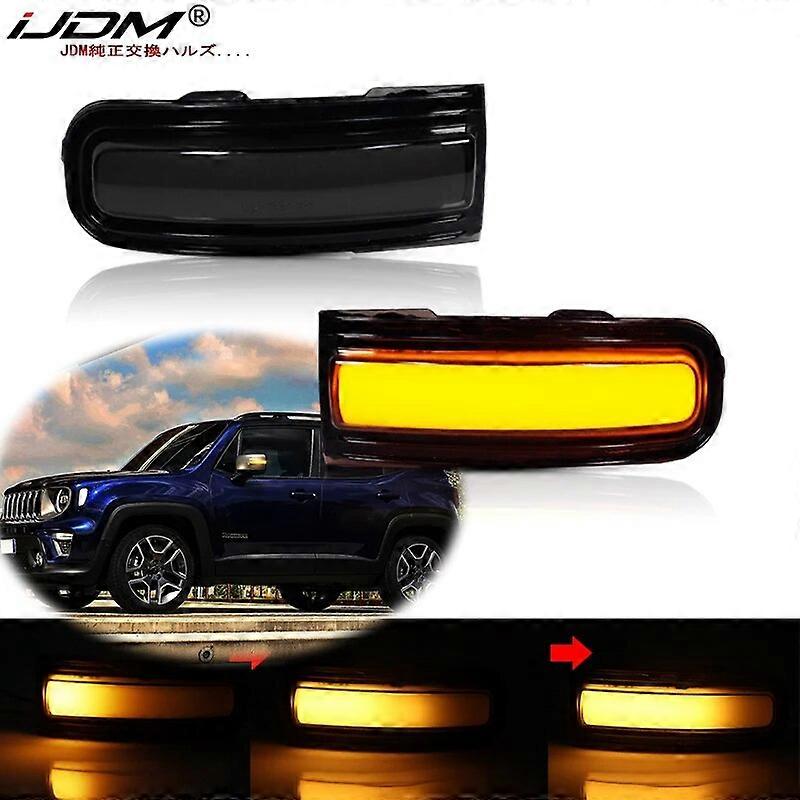 Amber Full LED Strip Sequential Flash Side View Mirror Turn Signal Blinker Light Assembly For 2015-2022 Jeep Renegade