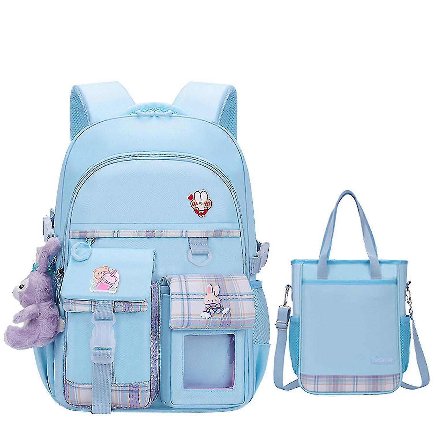 Rucksack für Mädchen, Kinder-Büchertasche mit Tutorial-Tasche, 2er-Set