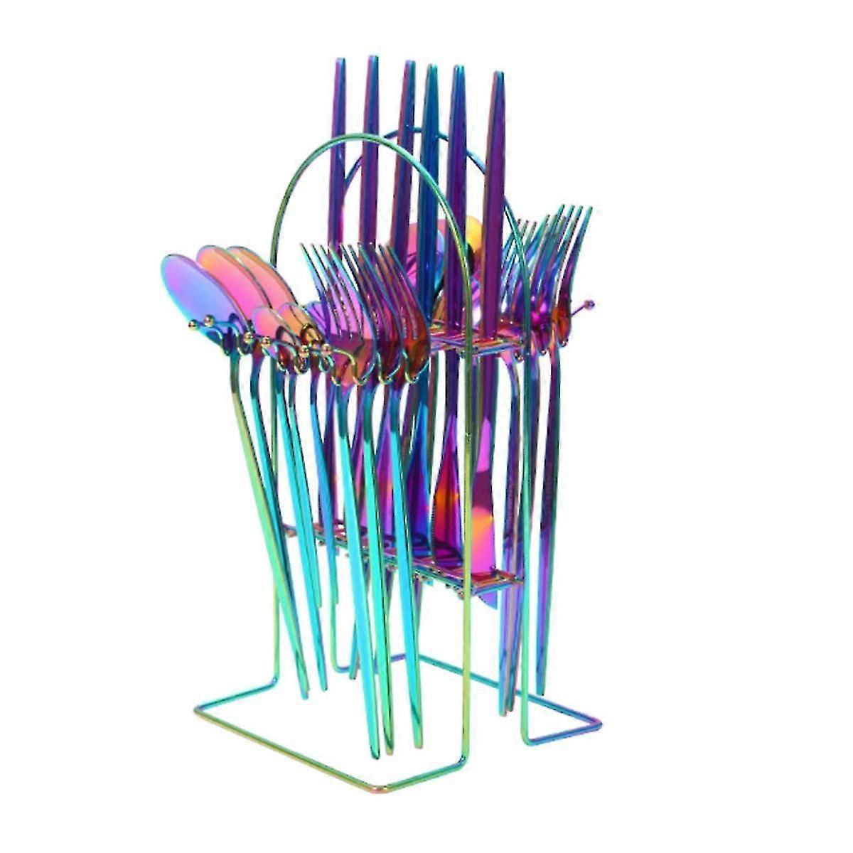 24pc Flatware Set With Stand Dinnerware Set Stainless Steel Cutlery Tableware Set For Party Any Occ