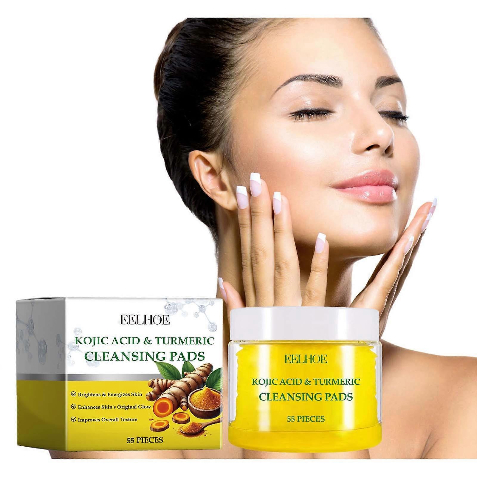 Turmeric Facial Cleansing Pads - Gentle Facial Exfoliation Compressed Sponge With Curcuminic - 55pcs/Bag FLYE5473