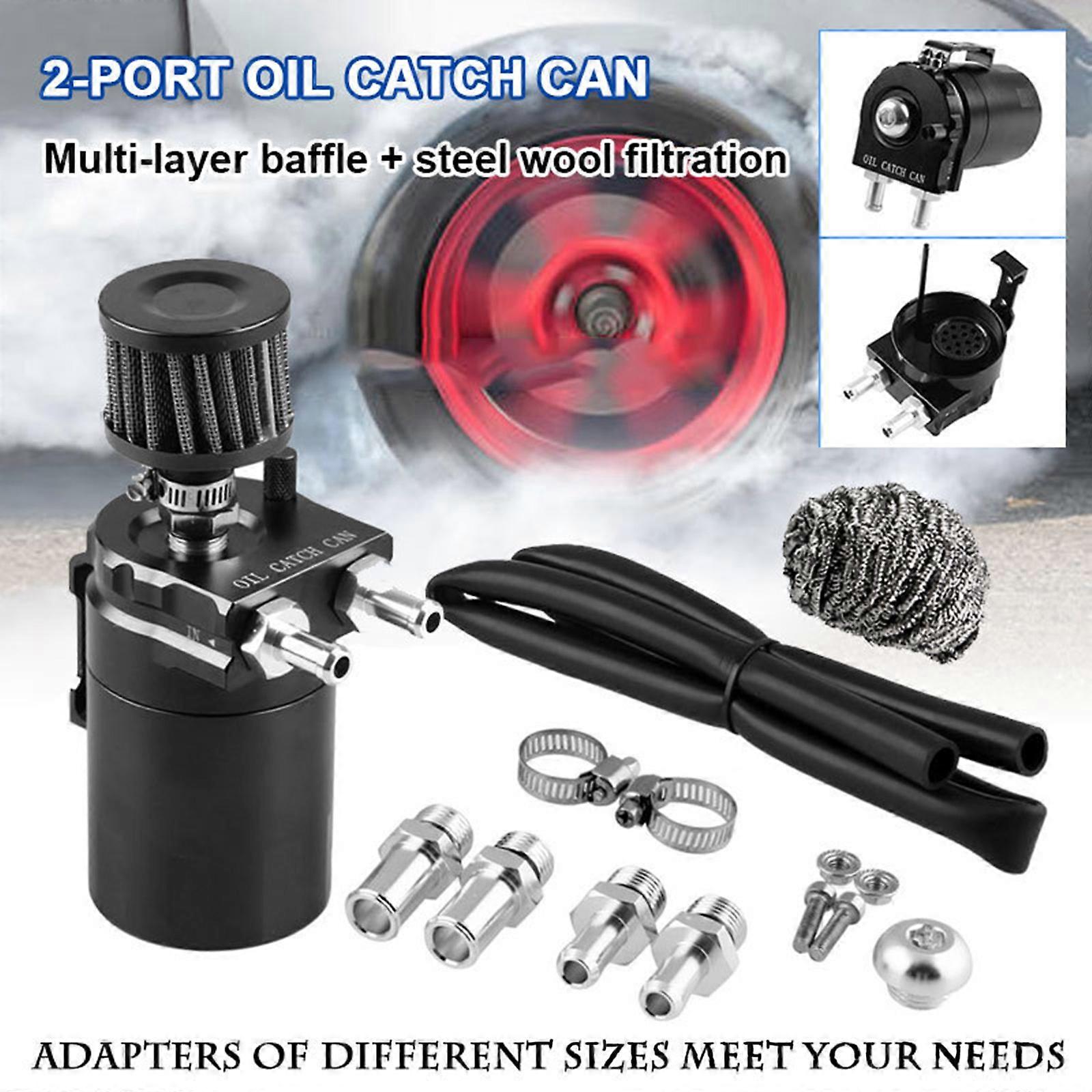 Oil Catch Can Universale 300 Ml In Alluminio Rosso – Separatore Olio Per Auto E Moto