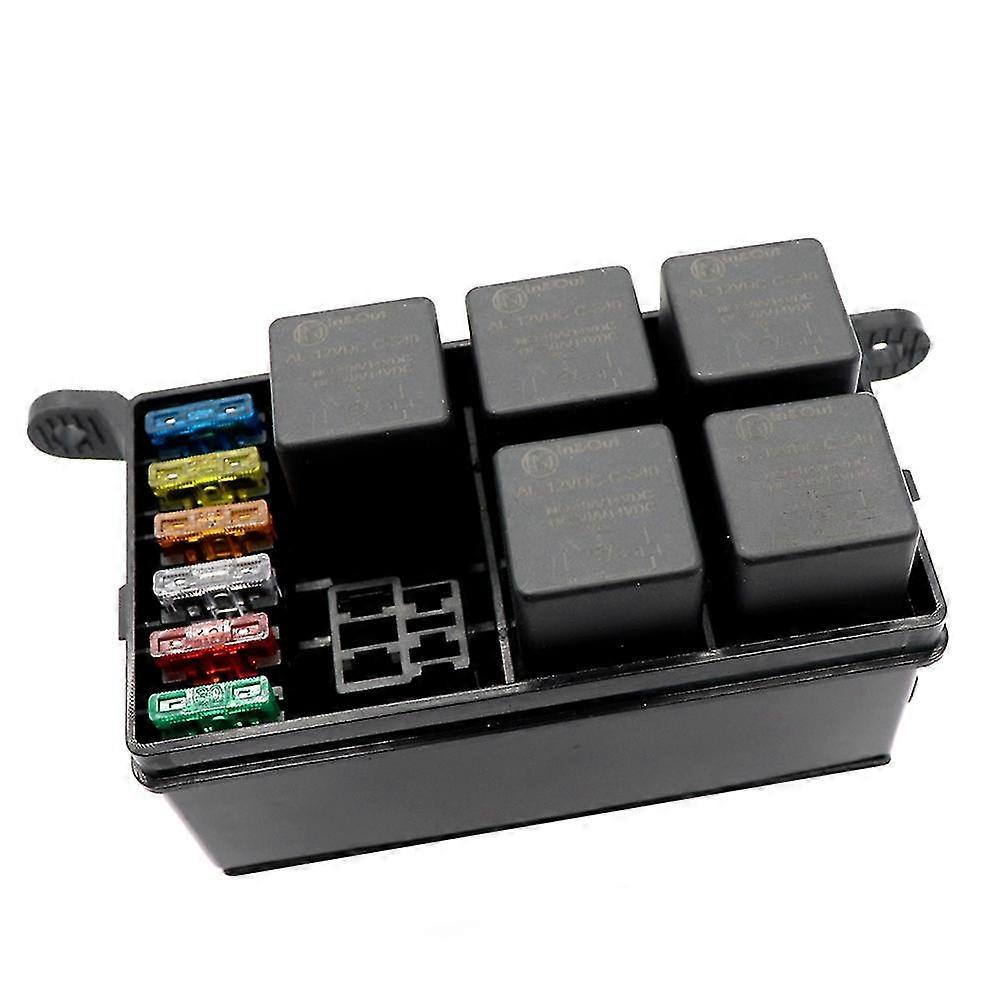 6-way Automobile Car Auto 12v Fuse Box Relay Holder Spade Terminals Accessory