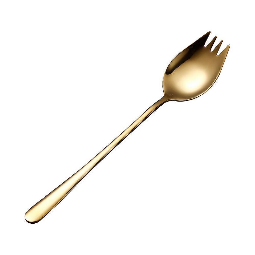 Stainless Steel Sporks Spoon Fork 2-in-1 Salad Forks Noodles Spoons (Gold)