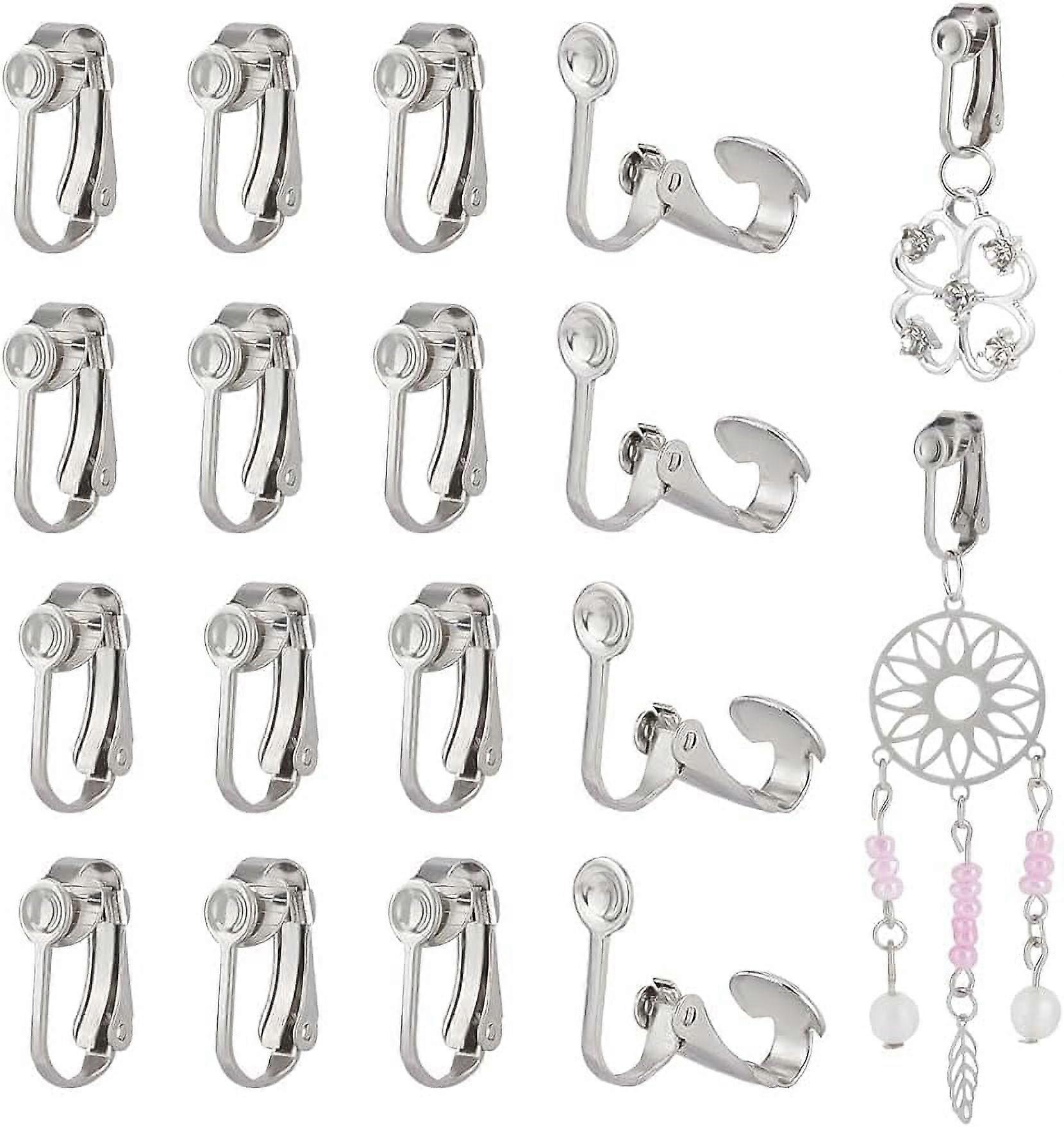 70Pcs 304 Stainless Steel Clip-on Earring Converter Components Hypoallergenic Round Earring Clip Backs DIY Earring Making for Women Girls Non-Pierced