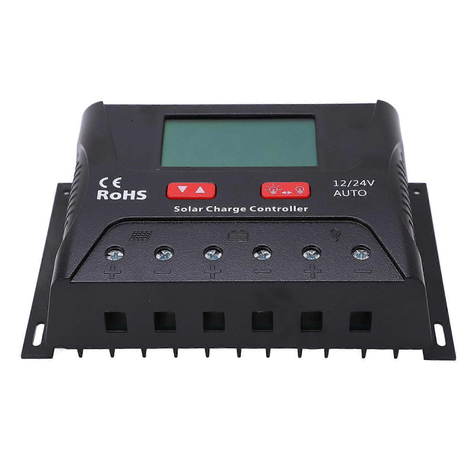 Regolatore di Carica Solare PWM Controllo Scariche Display a LED con USB 30A 12V 24V per Batteria