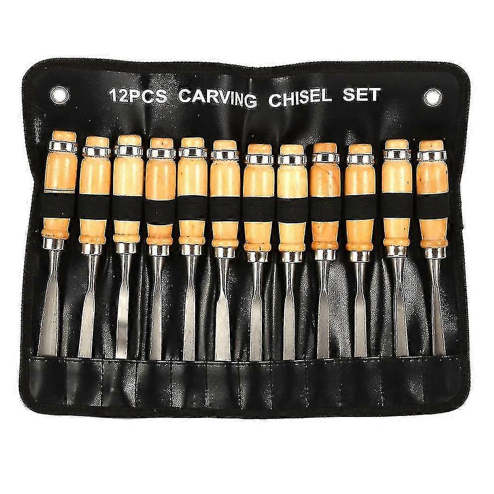 2024 Auspicious-wood Chisels Knife Carving Hand Tool Wood Clay Gouges Rasp Diy Tools (12pcs)