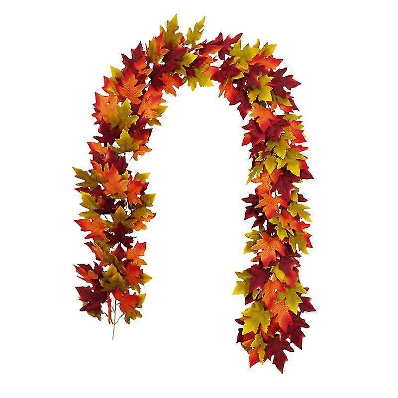 1pc 2m simulation maple leaf vine artificial leaf cane door wall decoration for thanksgiving halloween (red and green)