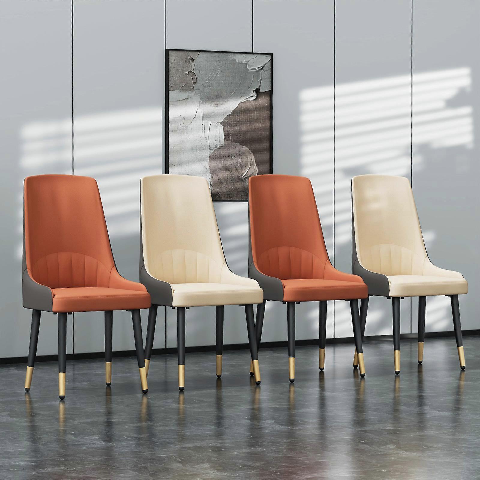 Set of 2 Modern Microfiber Leather Dining Chairs