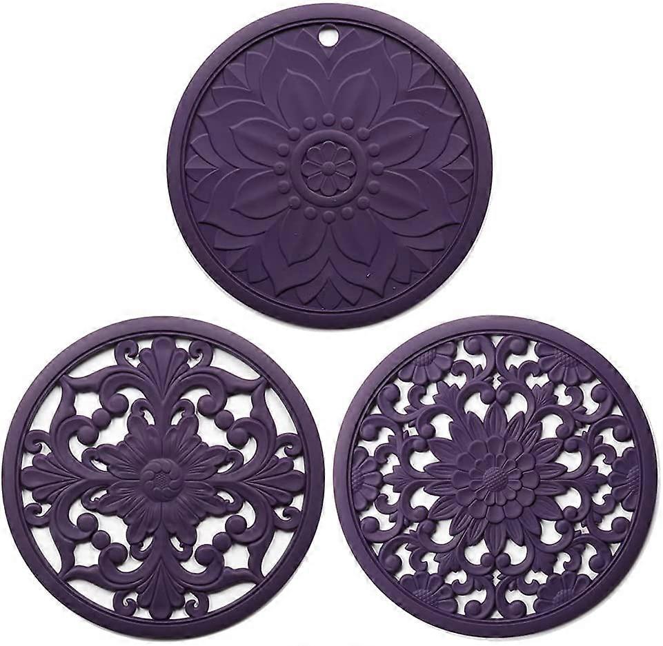 Set of 3 non-slip silicone insulating trivets for saucepans, trivet, teapot holder