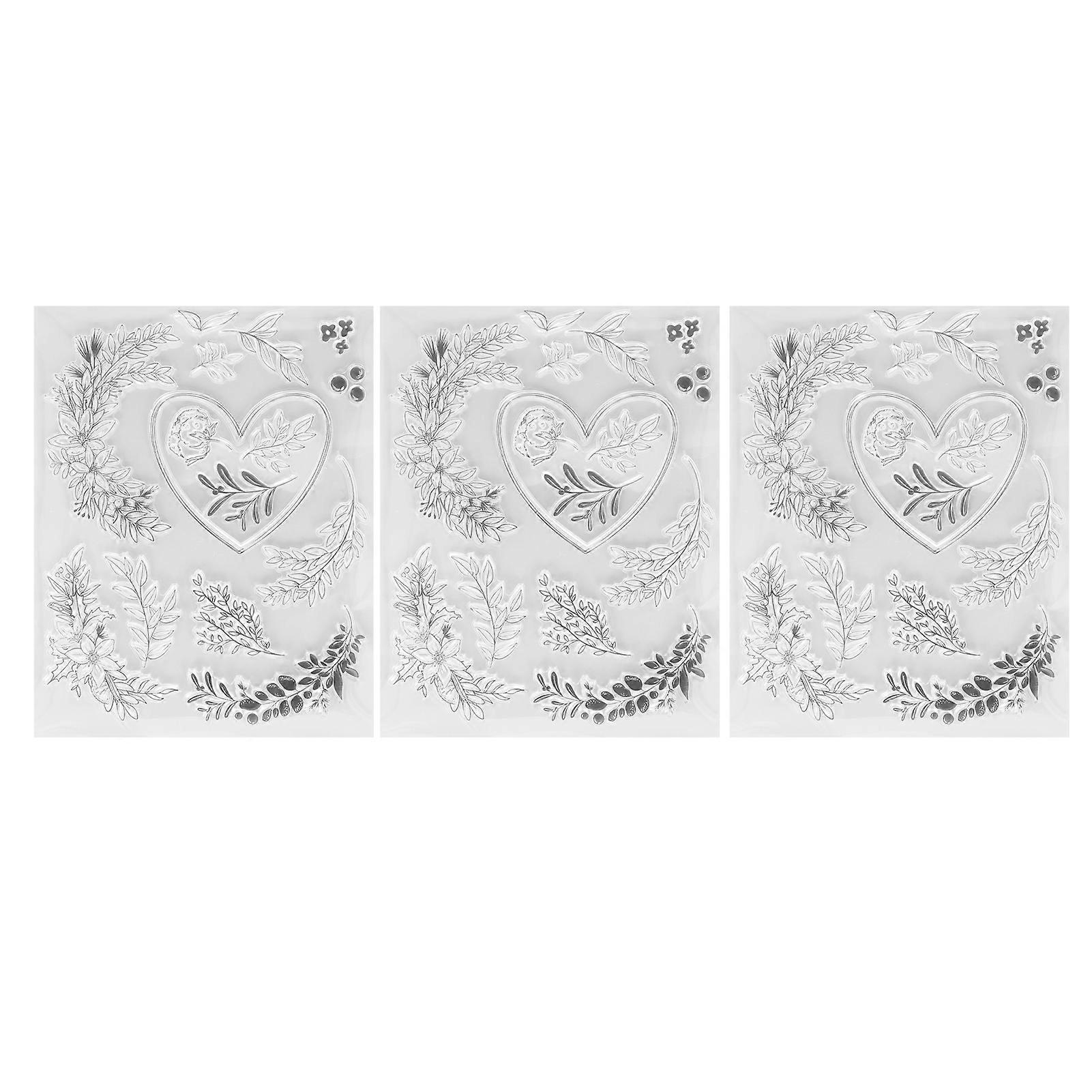 3pcs Clear Stamps Recyclable Clear Imprint DIY Combination TPR Decorative Stamps for Invitations Envelopes Diaries