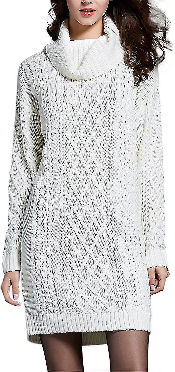 Pull Femmes Robe Col Tortue Câble Tricot Pull Robe Pulls S-2xl