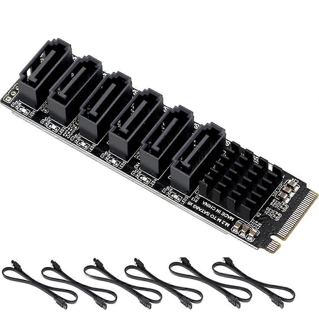 6-portowy konwerter SATA NVMe NVME M-Key SSD SATA3.0 Karta rozszerzeń do komputera stacjonarnego