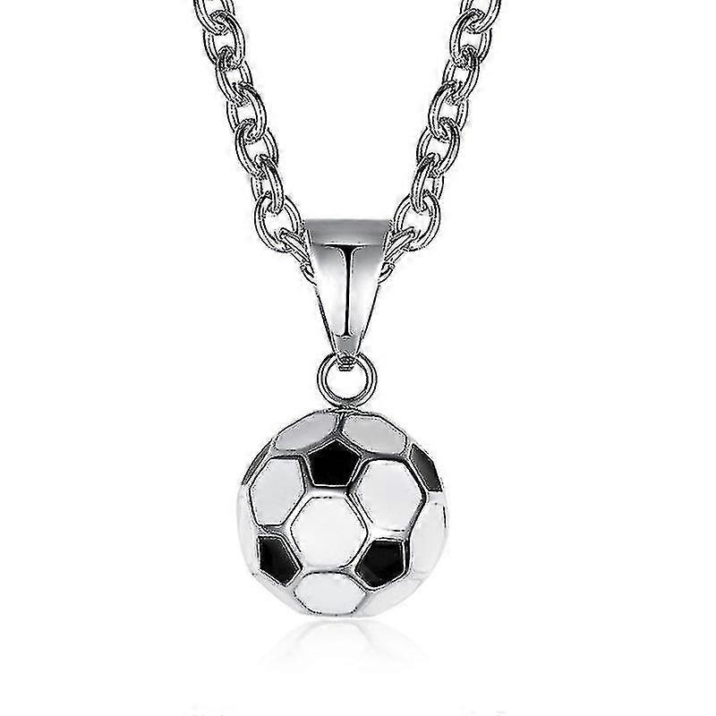 925 Silve Men Colar pendente de futebol 22 polegadas