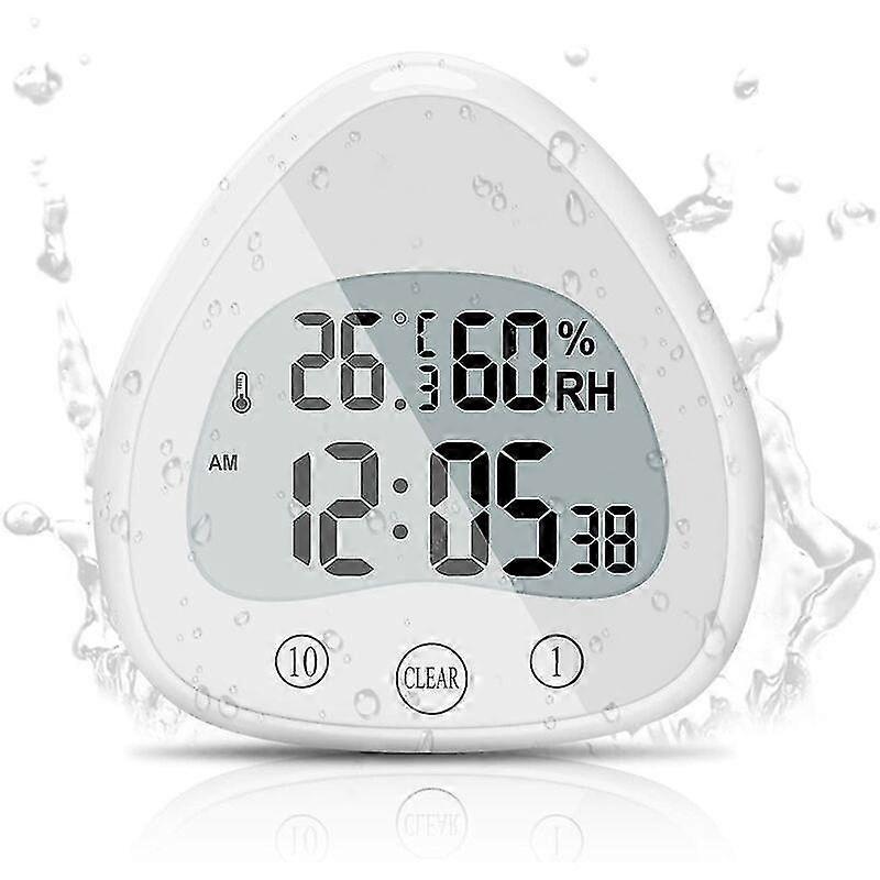 Bathroom Clock, Digital Alarm Clock, Shower Clock With Waterproof Touch, Waterproof Timer Thermometer Portable Display Clock