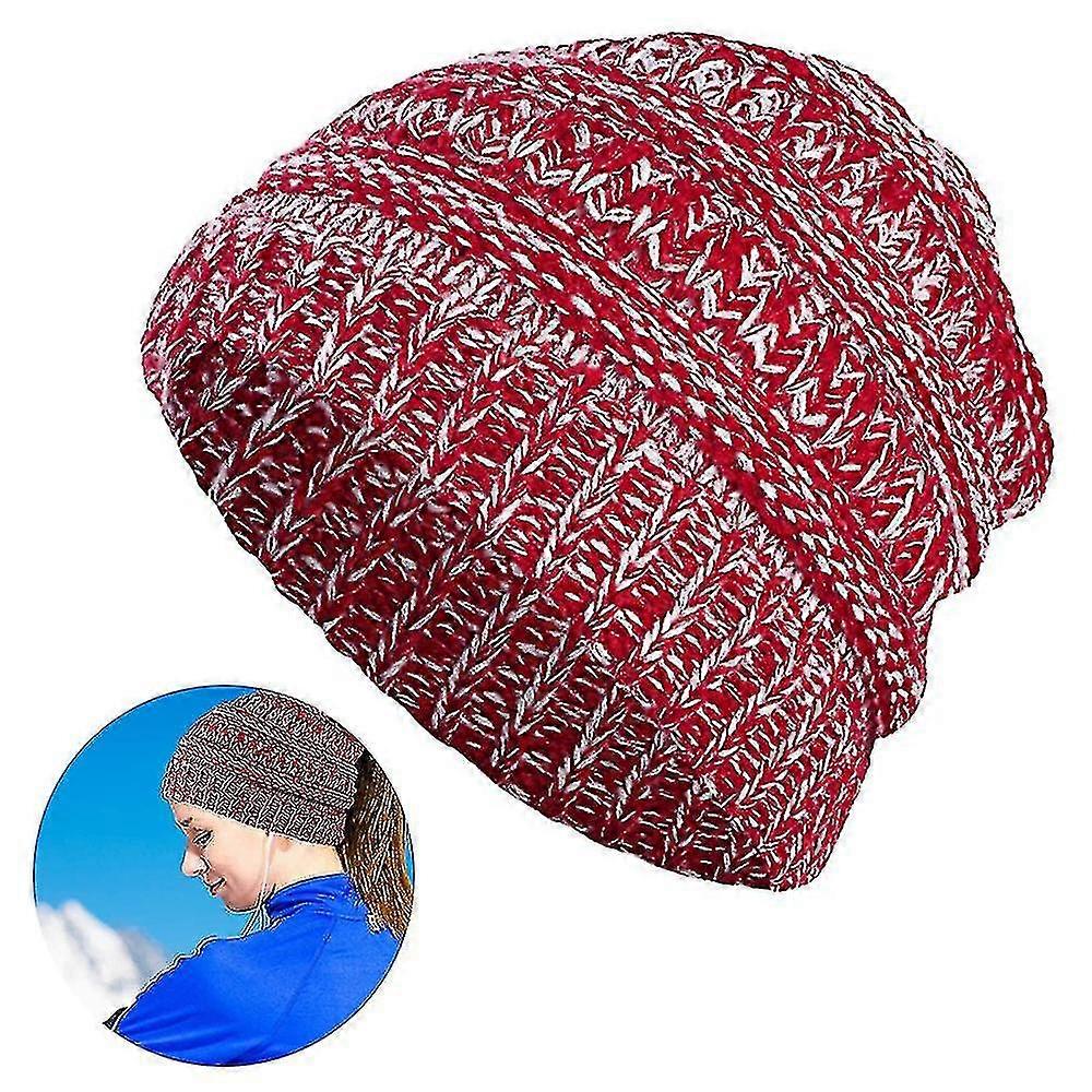 1pcs Ponytail Messy Bun Tail Women's Solid Ribbed Hat Cap Empty Woolen