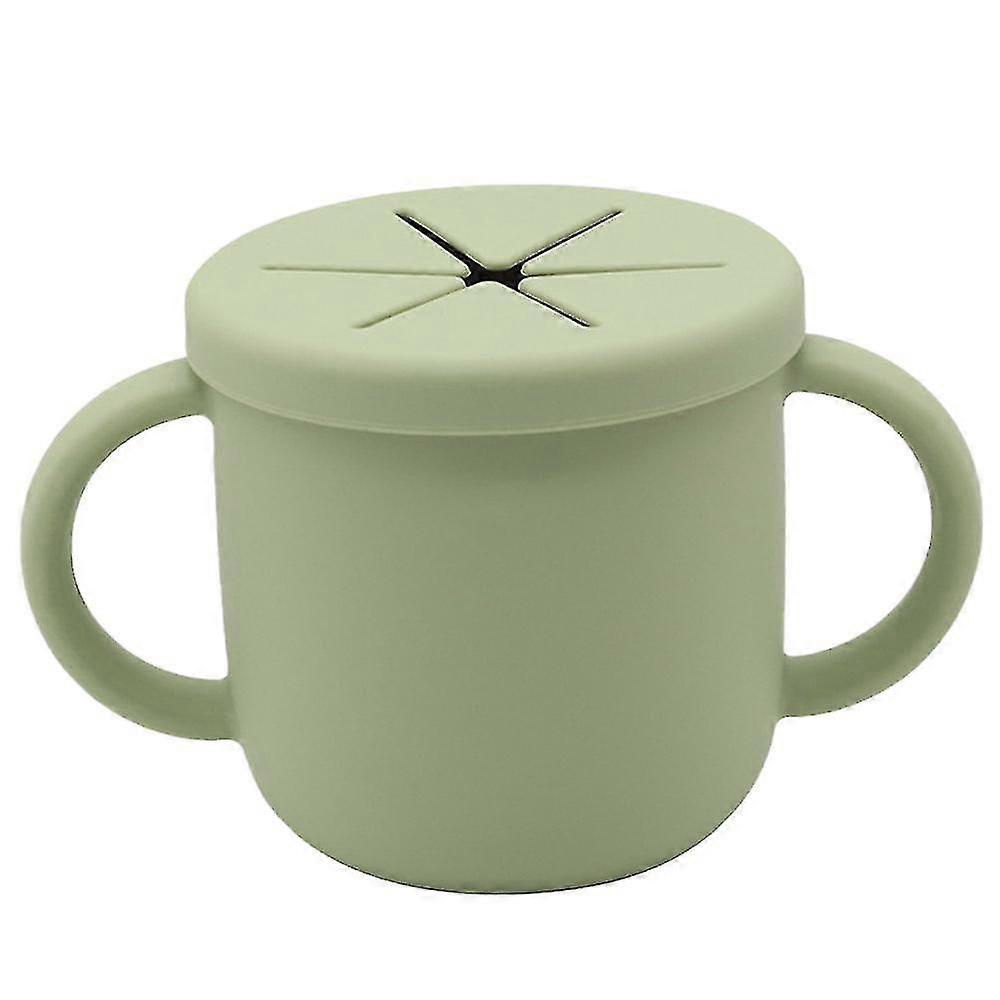 Binaural Children's Snack Cup Silicone Snack Cup | Spill Proof Food Container For Toddler And Baby1pcsolive Green Color