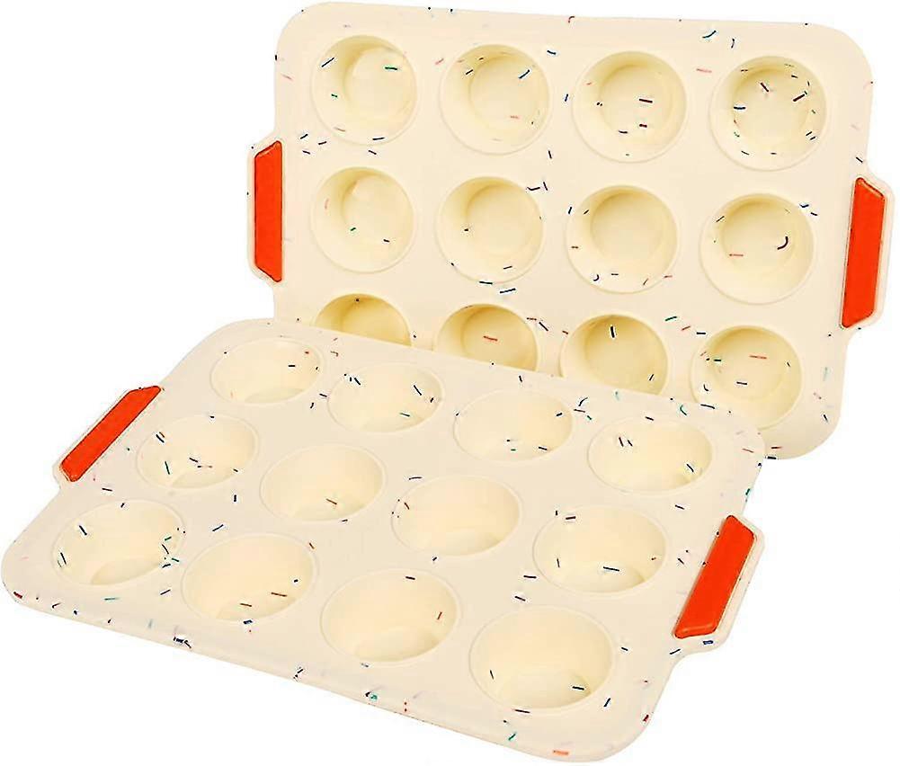 2 Pack Mini Muffin Tray 12 Cup Silicone Muffins Pan, Non-stick Cupcake Tin