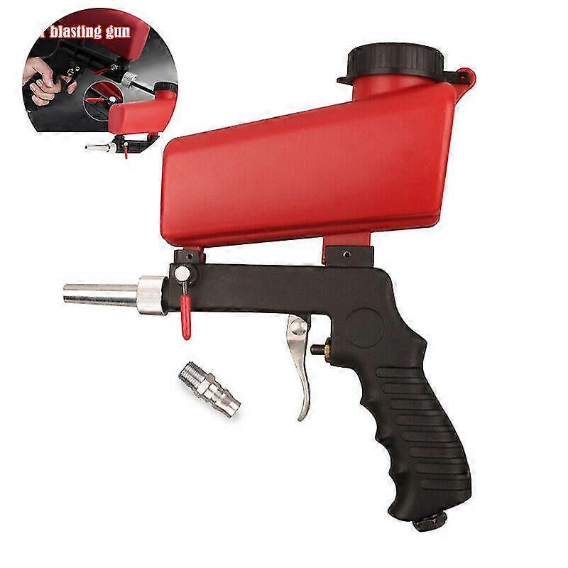 Portable Gravity Pneumatic Sandblasting Gun - 90psi Adjustable Small Air Blast Machine Rust Removal Gun Set