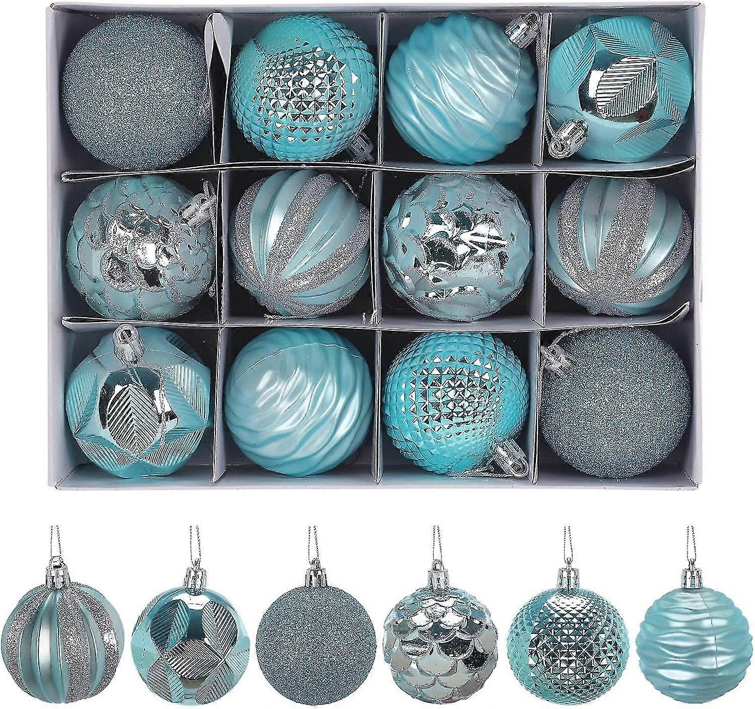 12 قطعة مجموعة كرة عيد الميلاد حزمة الذهب زينة عيد الميلاد هدية كرات عيد الميلاد المعبأة متوافقة مع عيد الميلاد شجرة ديكور عطلة حفل زفاف ديكور