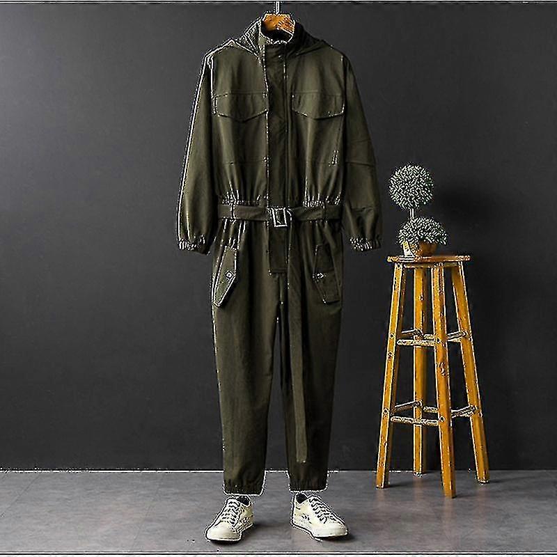 Overalls Men Jumpsuit Hooded Long Sleeve Beam Feet Japanese Stree