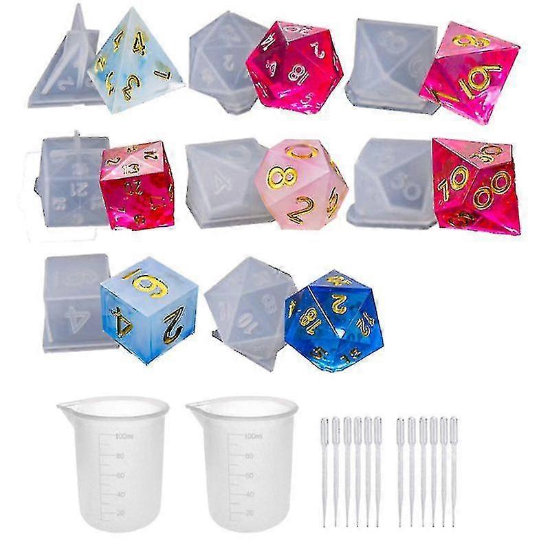 Diy Crystal Epoxy Mold Dice Fillet Shape Multi-spec Digital Game High Mirror Dice Mold Silicone Mould Making