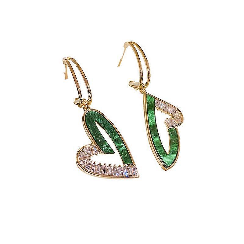 Large Heart Rhinestone Dangle Earrings Drop