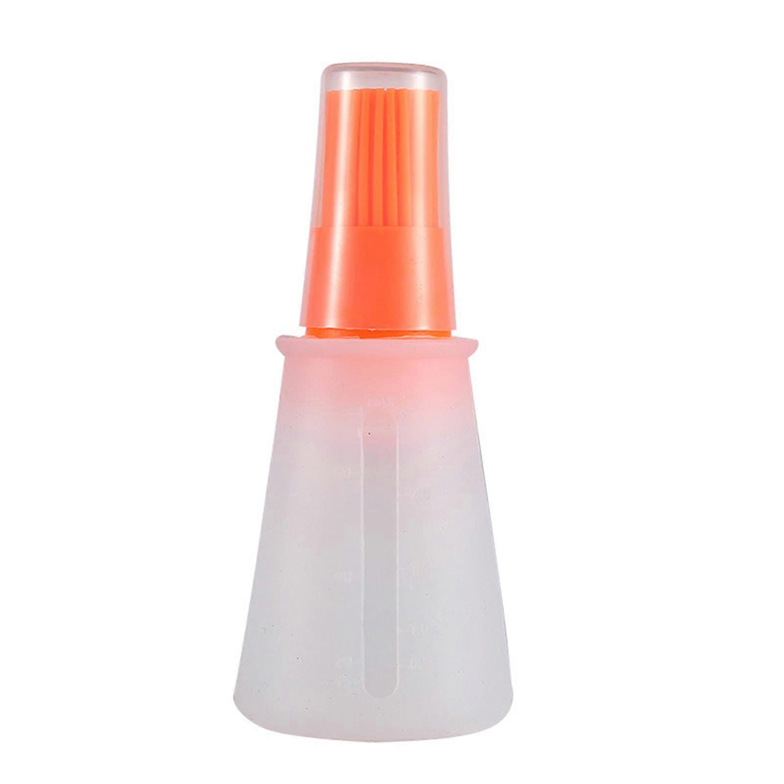 Oil Brush Bottle with Measuring Cap Food-Grade Silicone Brush Clear Scale Thread Design Flexible Body Oil Control BBQ Camping