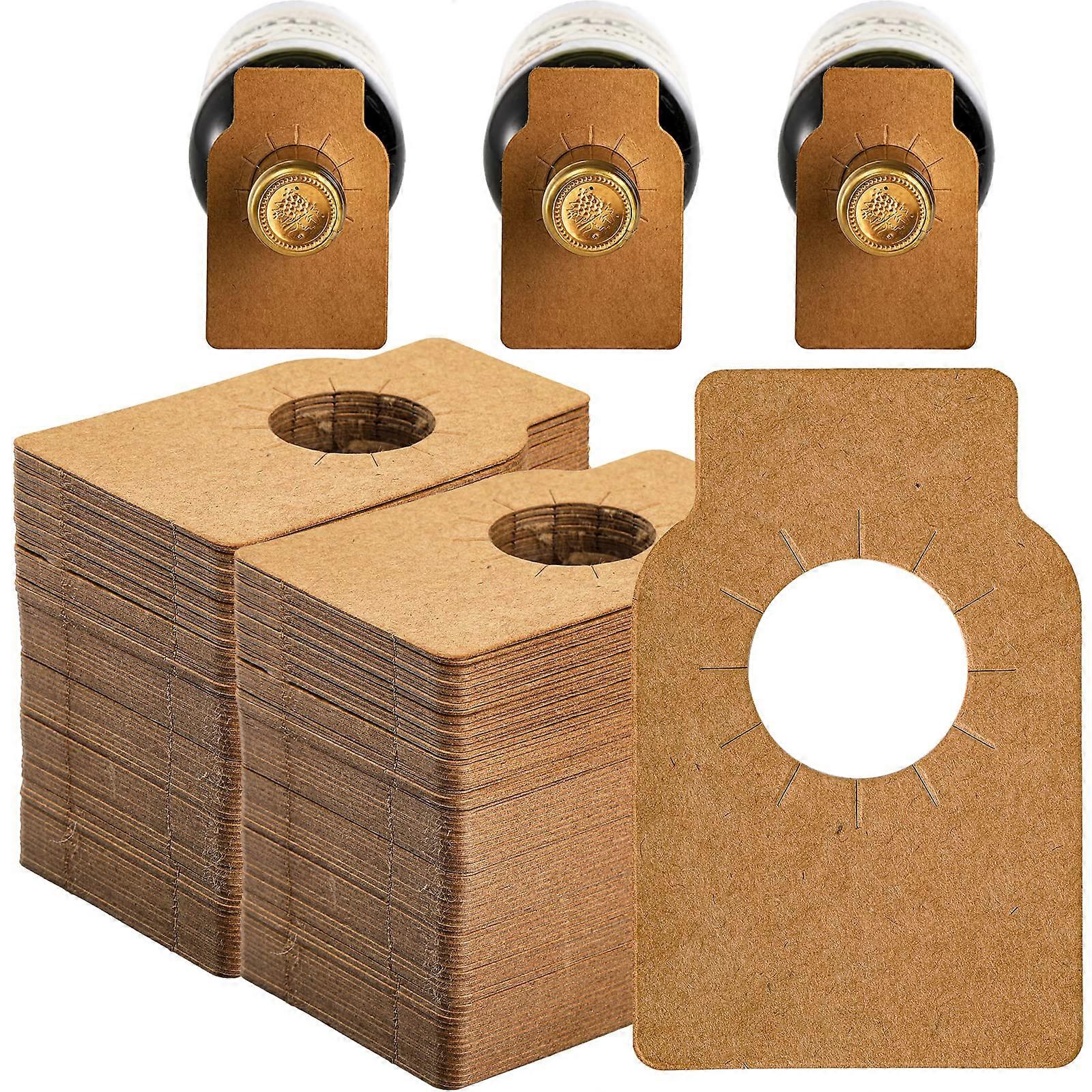 200 PCS Wine Bottle Tags, Kraft Paper Wine Cellar Labels, Reusable Custom Plain Bottle Neck Gift Tags for Champagne