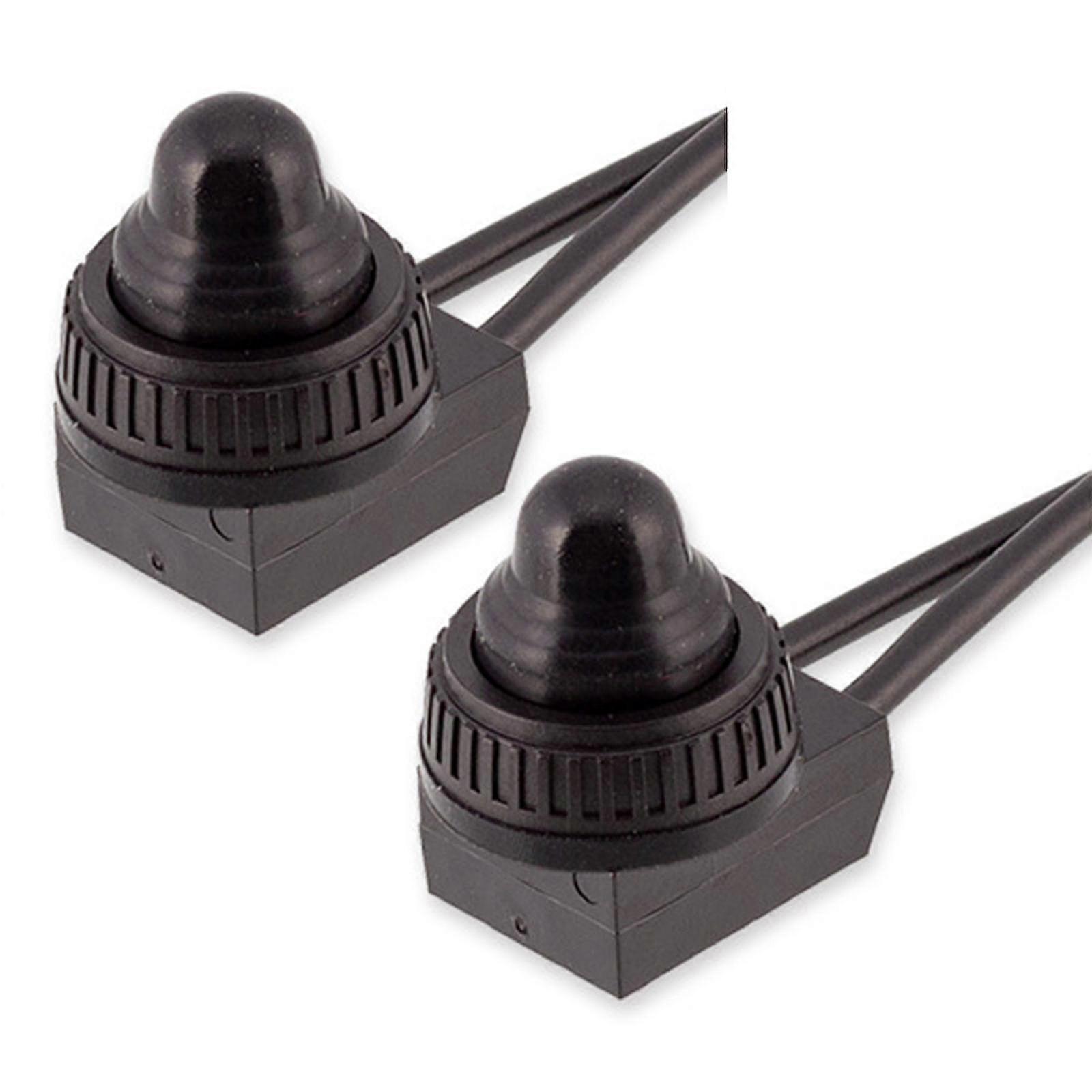 2x Waterproof Push Button On-off Switch With 4" Lead Wire For Car Boat Lighting