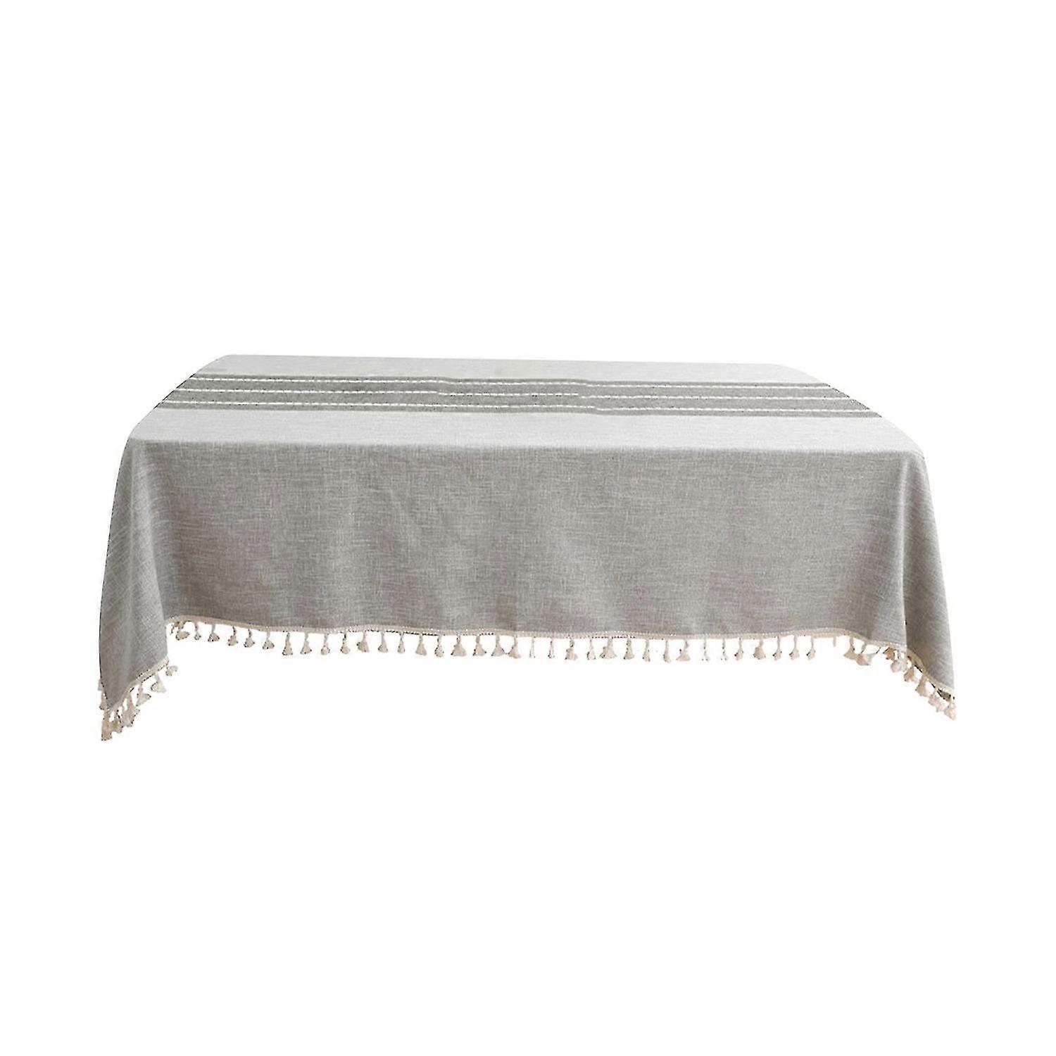 Anti-fade Table Cloth Anti-scratch Polyester Rustic Style Tassel Table Cloth Cover for Home