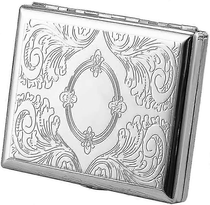 Silver Metal Cigarette Case Box For 20pcs Cigarettes 84mm Gift