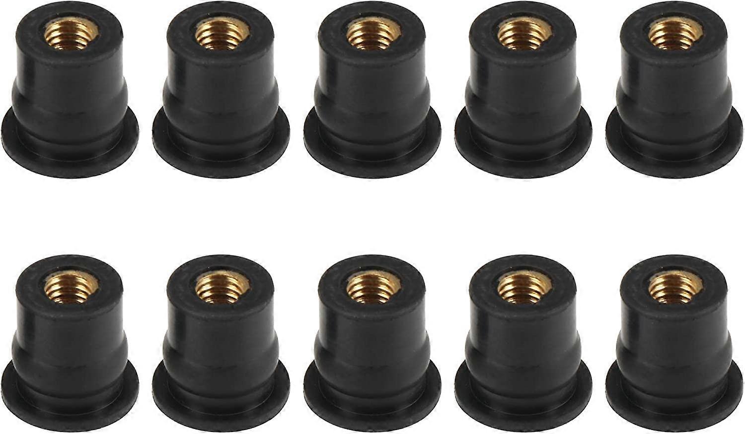 M6 rett konveks gummi frontruteskruer mutter for motorsykkelsvart 10 stk 