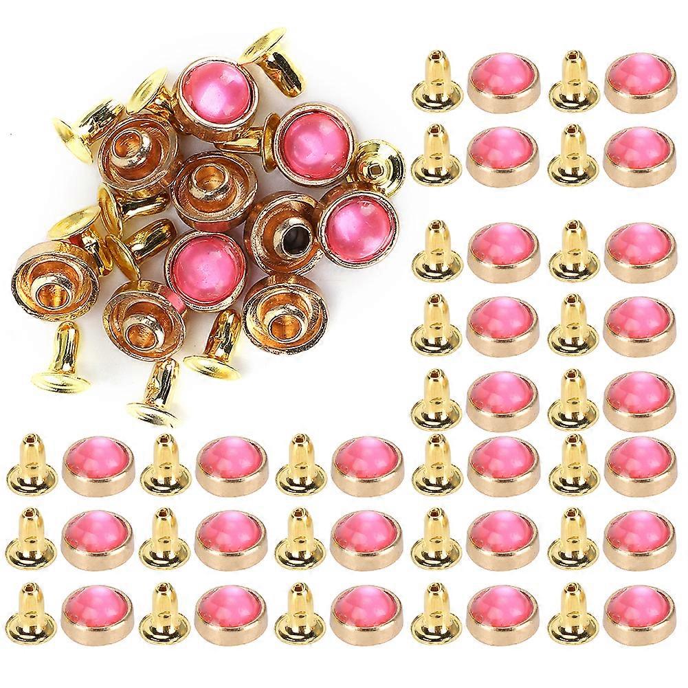 100-set färgade kristallnitar zinklegering bagage kläder skor dekoration gör-det-själv verktyg 8 mm rosa