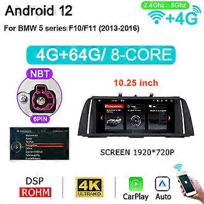 For BMW F10 F11 2010-2016 5 Series 8-Core 2 DIN Android 12 Car Radio Multimedia Player Navigation GPS auto stereo Carplay 4G IPS