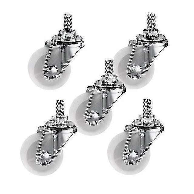 5 Pcs/lot Casters 1.5 Inch White Pp Screw Universal M6 Thread Roller Diameter 4cm Display Frame Wheel