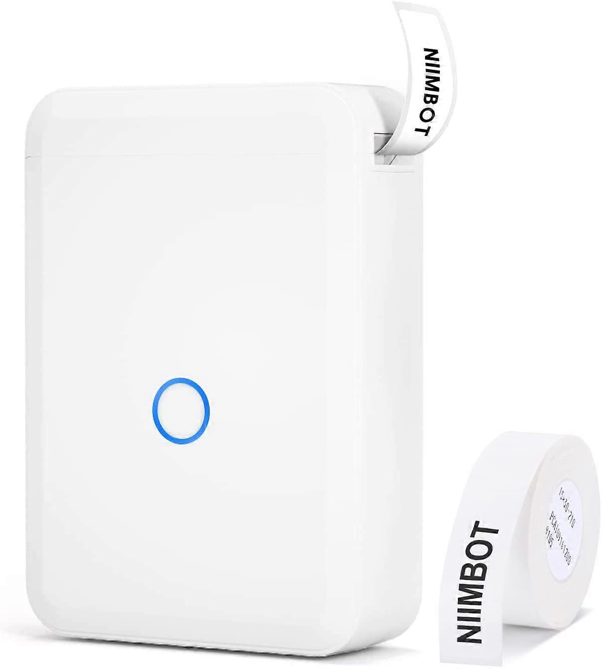 Label Maker Machine Sticker Printer Maker with 1 Roll White Starter Label Paper,Wireless Technology USB Rechargeable Thermal Label Printer for School 