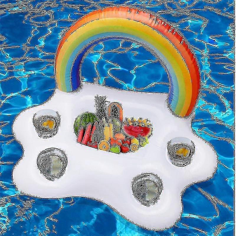 Summer Pool Party Bucket Rainbow Cloud Holder Drink Beer Float Inflatable Buoy Table Bar Beach Tray Swim Ring