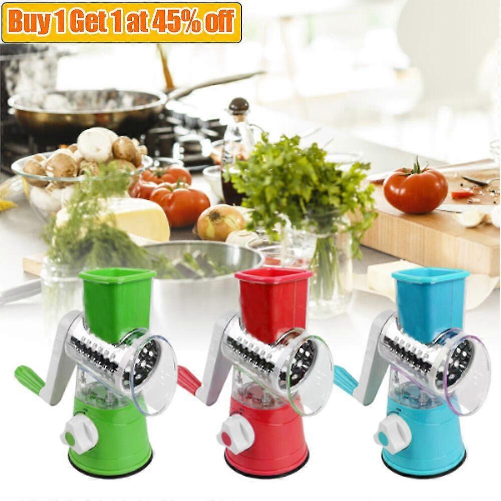 Cheese Grater Rotary Handheld Fruit Vegetable Slicer Shredder 3 Drum Blades HZF