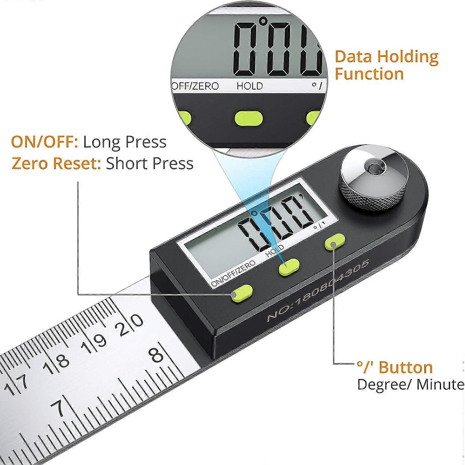 Protractor Digital Display Angle Ruler - Stainless Steel Woodworking Angle Ruler