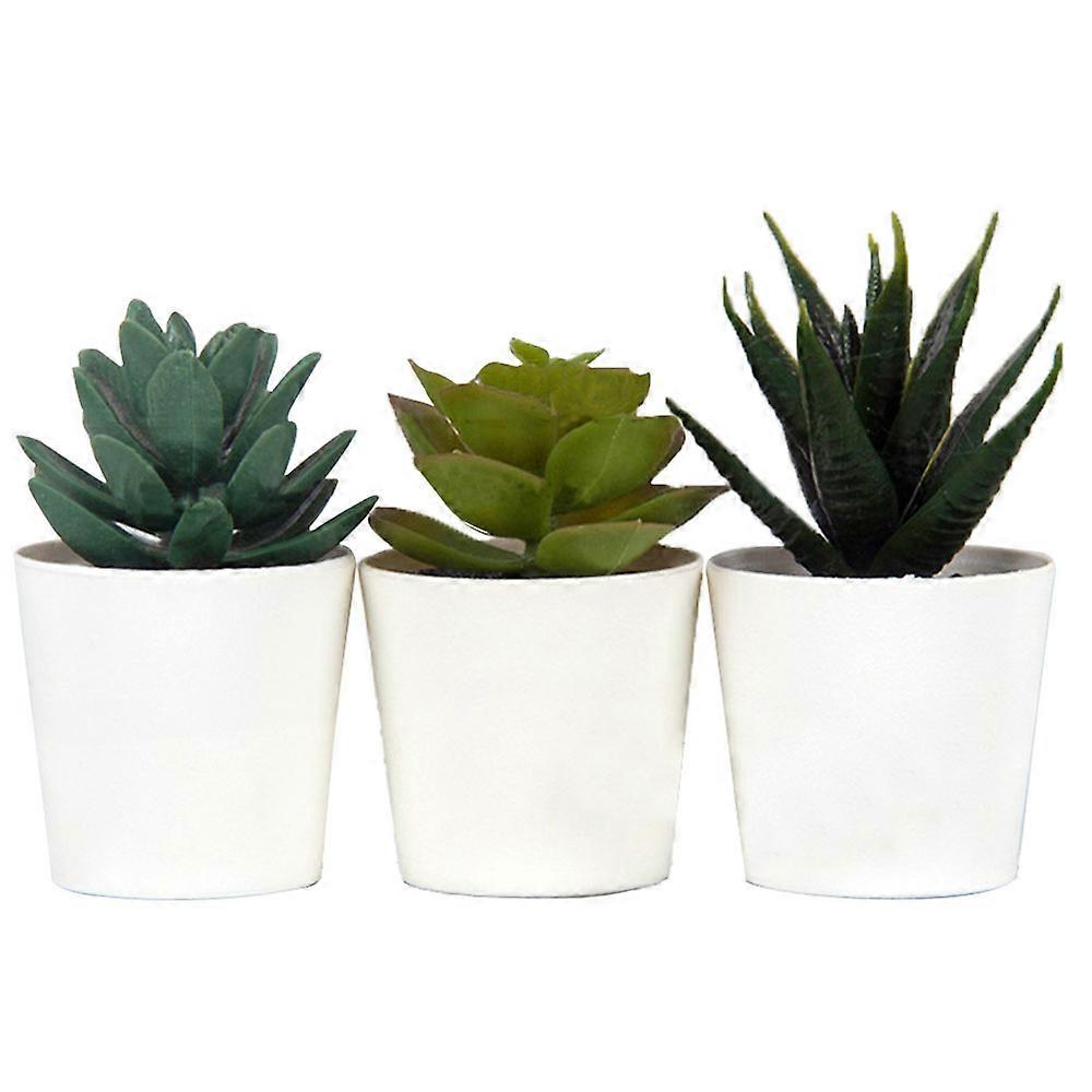 Small Artificial Succulents Set of 3 - Modern Home Table Office Desk Decor