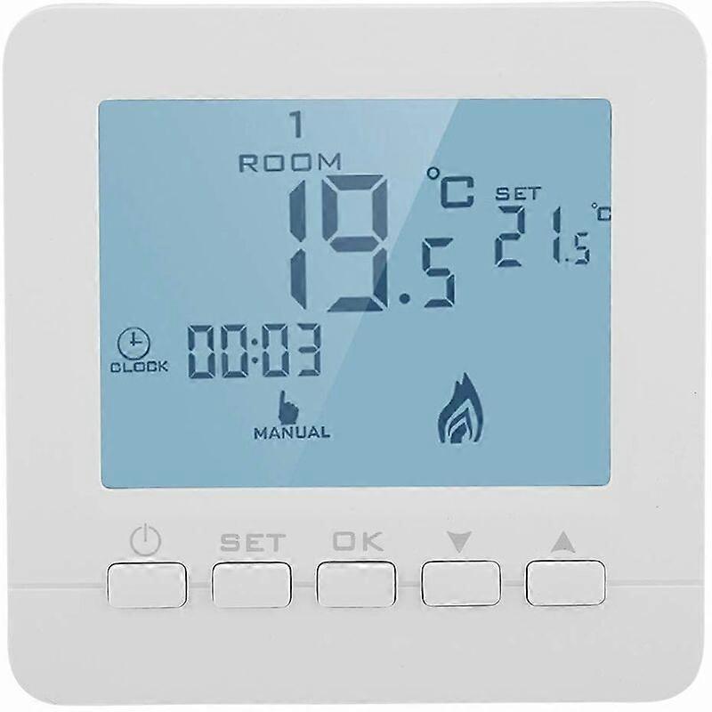 Heating Thermostat Intelligent LCD Display Programmable Room Temperature Controller, White  Thermostats