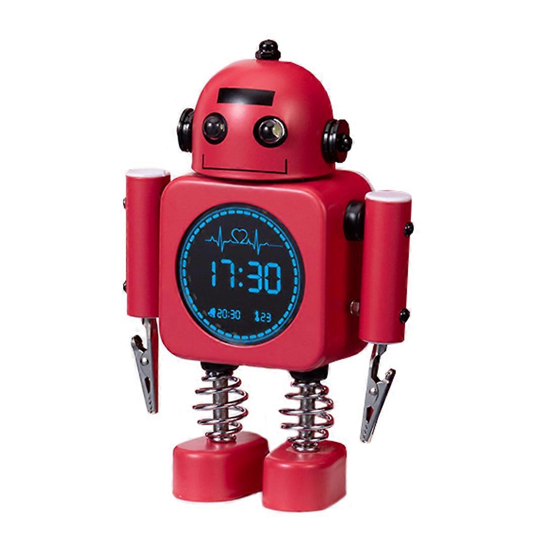 Robot alarm clock student electronic temperature clock boy gift Red