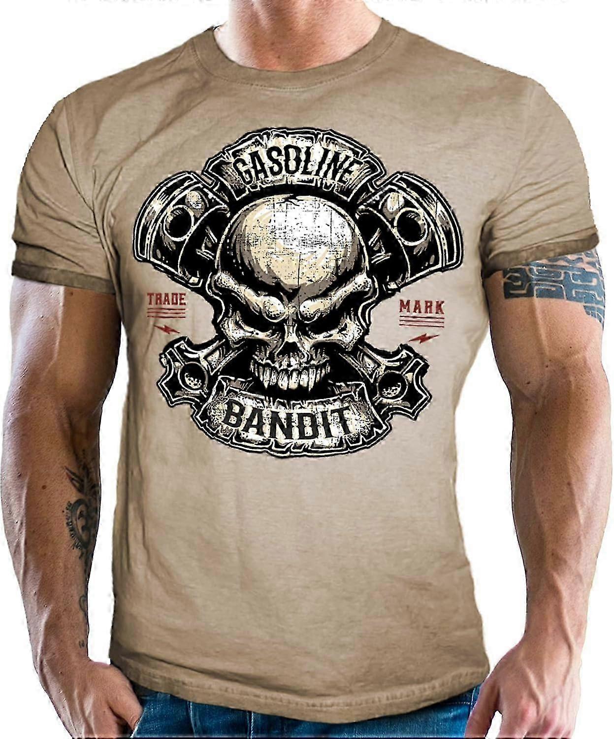 Essence Bandit Camiseta Biker Racer Piston Skull Retro matière tendance